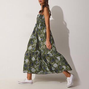 Zara printed green midi dress